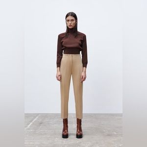 Zara high waisted pant size medium in taupe brown